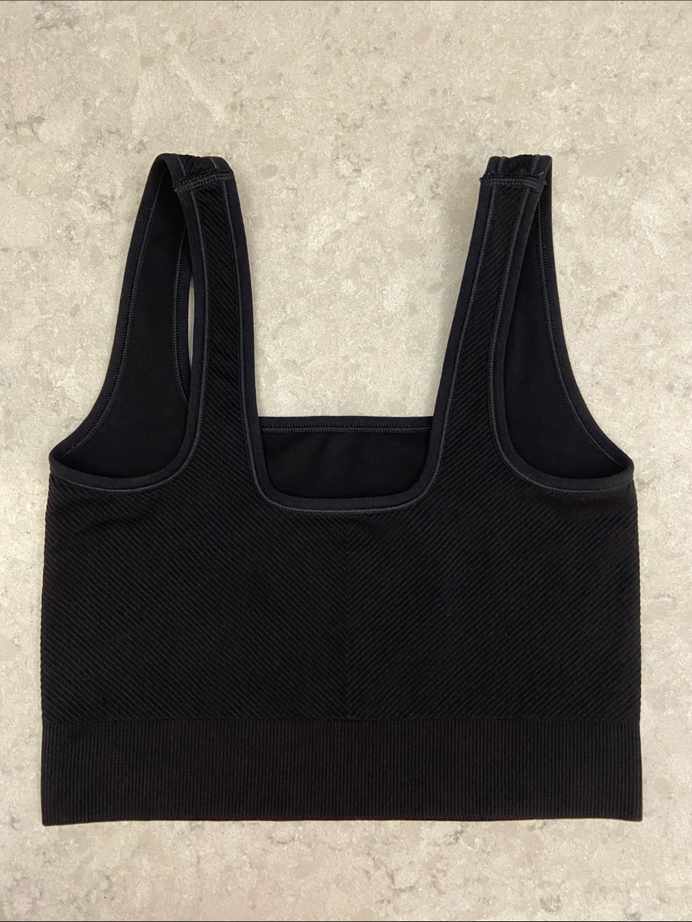 all in motion Black Ribbed Square-Neck Seamless Crop Tank. Size S - Picture 5 of 11